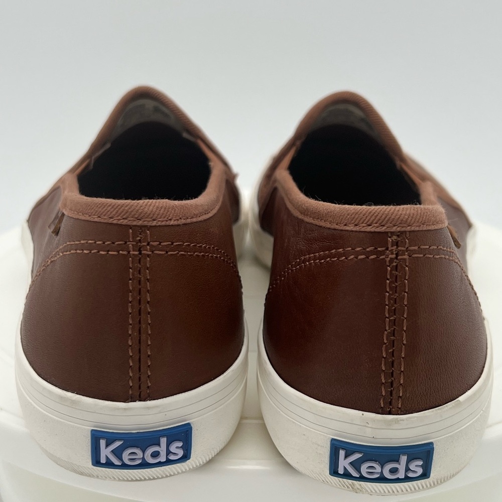 Keds Cognac Brown Leather Double Decker Slip On Sneakers Women Shoe Sz. 8.5 - Picture 3 of 7